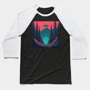 UFO Chronicles Podcast - UFO Glitch Artwork V3 Baseball T-Shirt